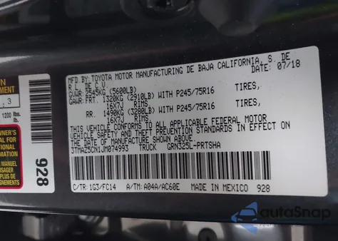 2018 Toyota Tacoma Sr5 V6 from USA, damaged, VIN 3TMAZ5CN1JM074993